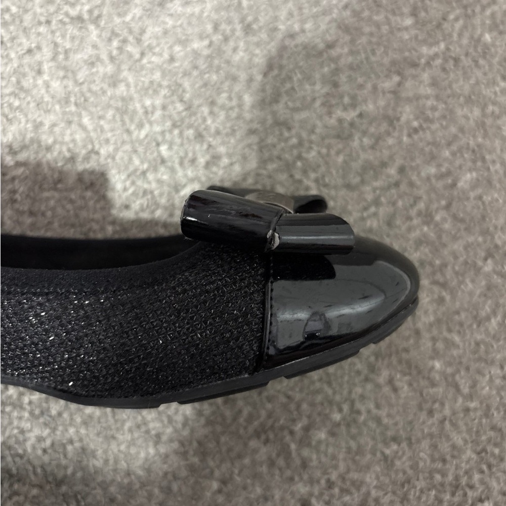 Anne Klein Sport Sparkly Black Flats with Bows - Picture 11 of 12